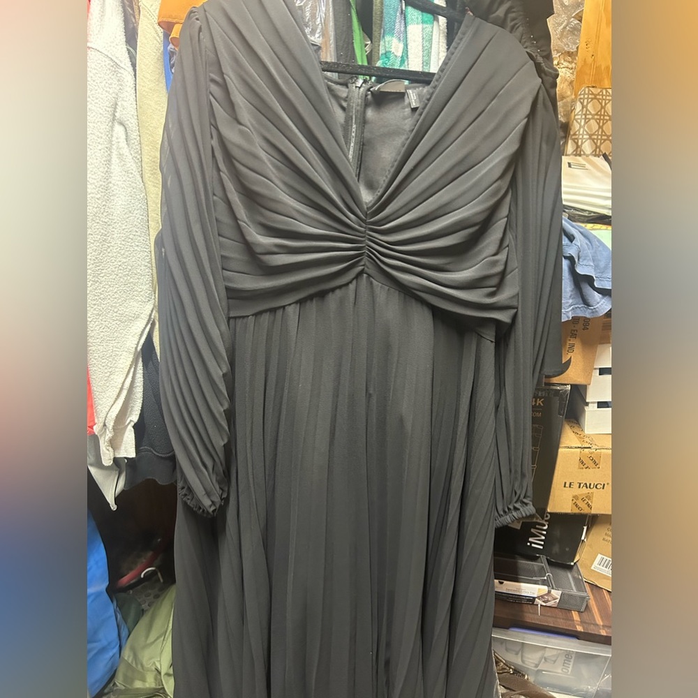 Midi Size 18 Black Pleated ASOS Curve Dress